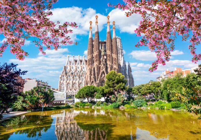 The Gaudi-designed Sagrada Familia in spring (Getty/iStock)/https://www.independent.co.uk/